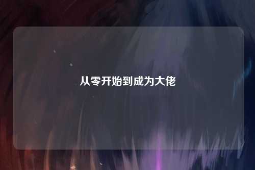 从零开始到成为大佬